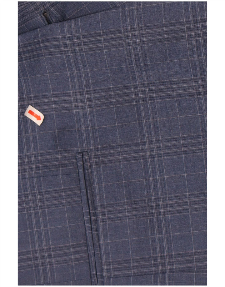 Ben Sherman Herre 2 Button Blazer Jacket UK 44 2XL Blue Check Wool