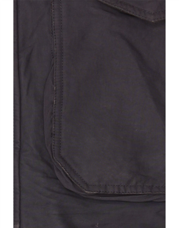 Zara Herre hættepolstret frakke UK 38 Medium Navy Blue Polyester