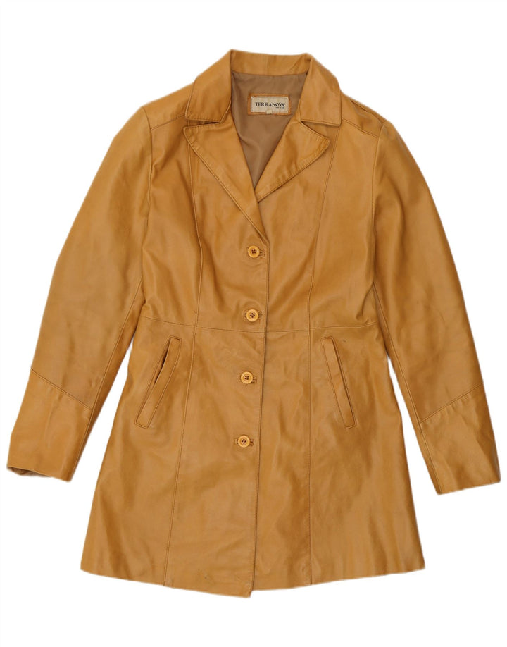 Terranova Dame Læder Frakke UK 10 Small Beige Læder