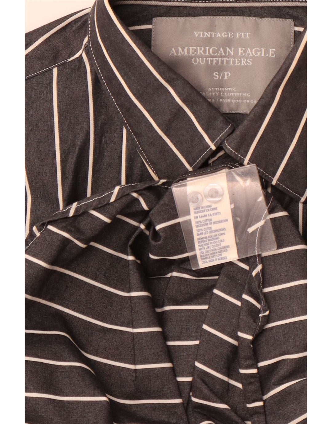 AMERICAN EAGLE OUTFITTERS Vintage Fit-skjorte til mænd, lille gråstribet bomuld