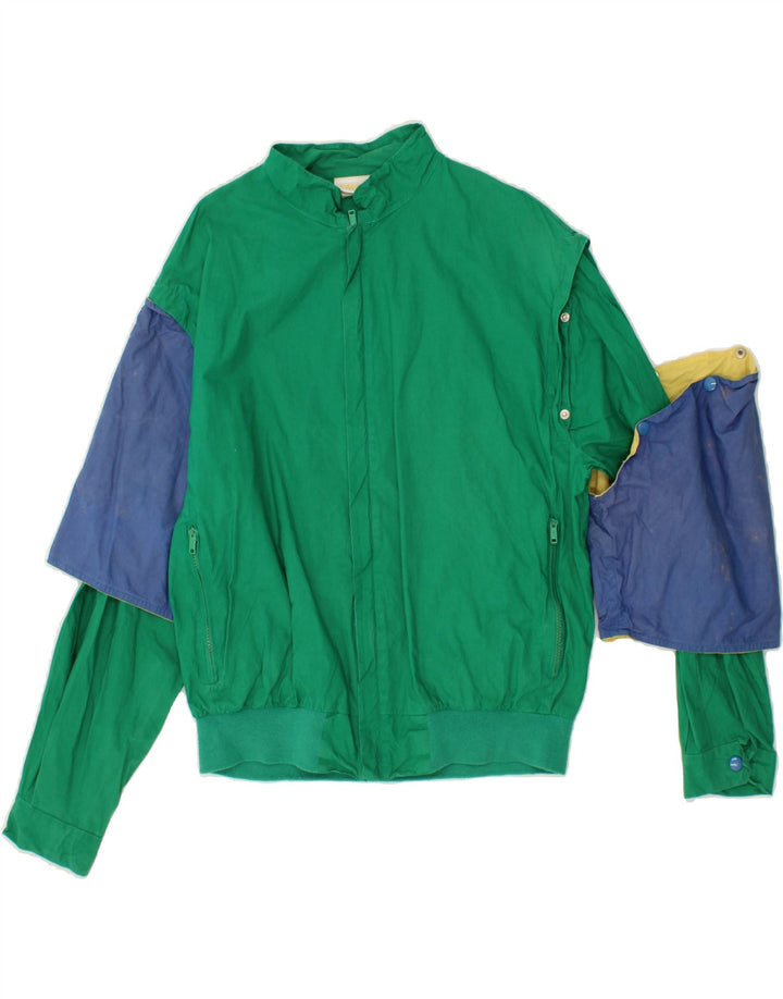 VINTAGE Mens Bomber Jacket UK 38 Medium Green Colourblock Vintage Vintage and Second-Hand Vintage from Messina Hembry 