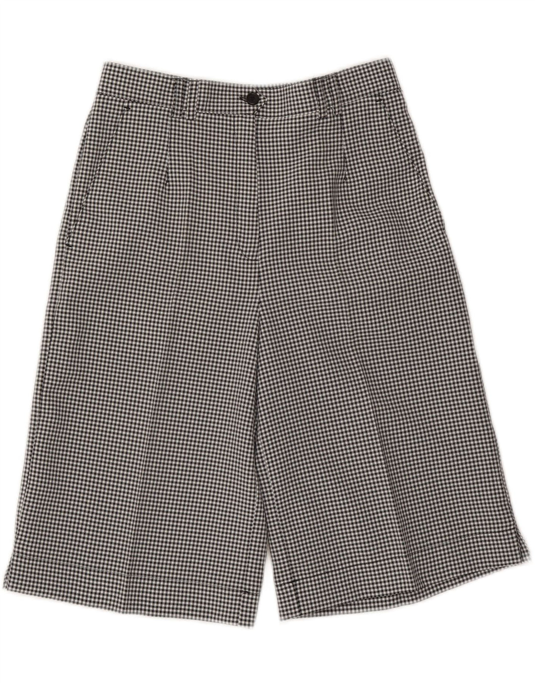 VINTAGE højtaljede chinoshorts til kvinder UK 10 Small W27 Black Gingham