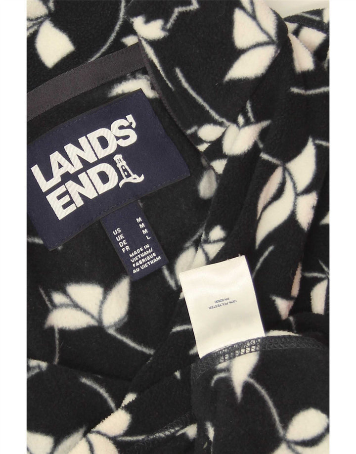Lands End Dame Fleecejakke UK 14 Medium Navy Blue Floral Polyester