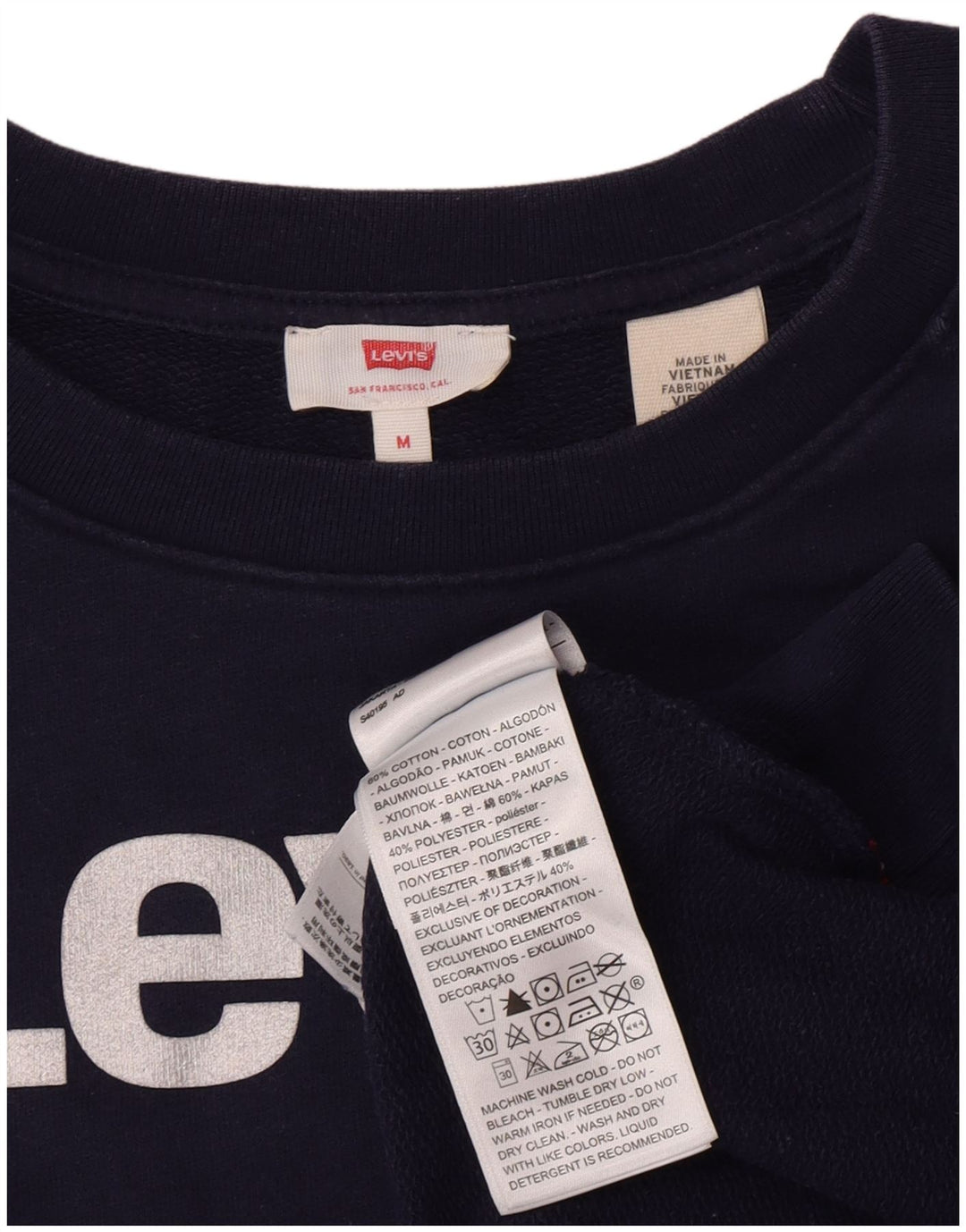 Levi's Grafisk Sweatshirt Jumper UK 14 Medium Marineblå Bomuld