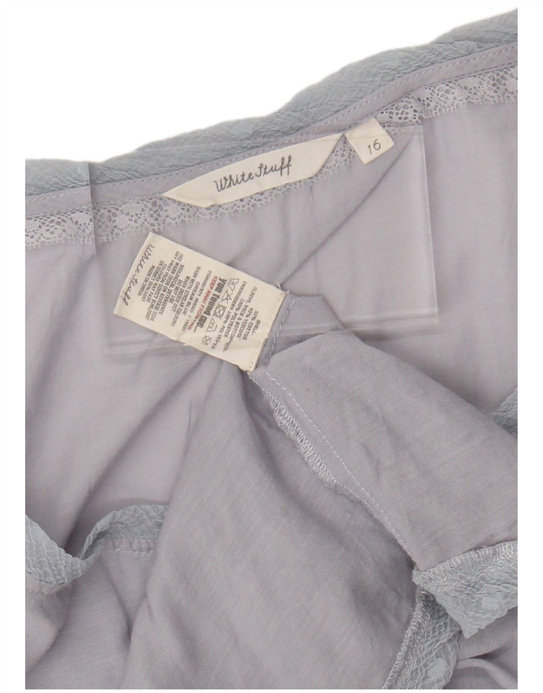 WHITE STUFF Damebluse Top UK 16 Stor Blå Bomuld