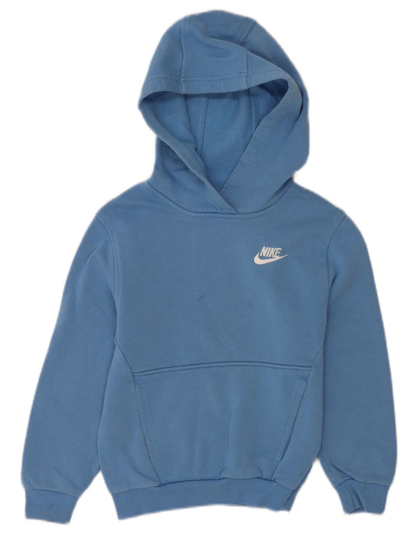 Nike Boys Hoodie Jumper 8-9 år Small Blue Cotton