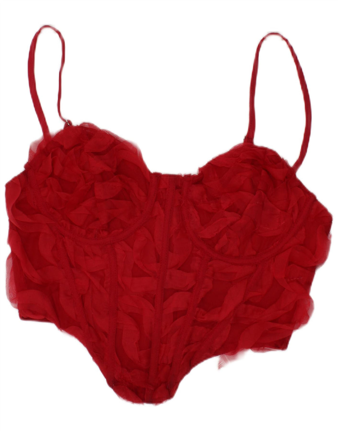 Bershka Womens Crop Corset Top Medium Rød Polyester Festival