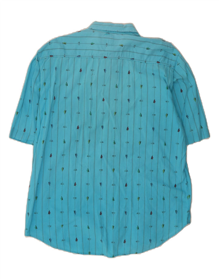 BENETTON Mens Short Sleeve Shirt Large Blue Striped Vintage Benetton and Second-Hand Benetton from Messina Hembry 