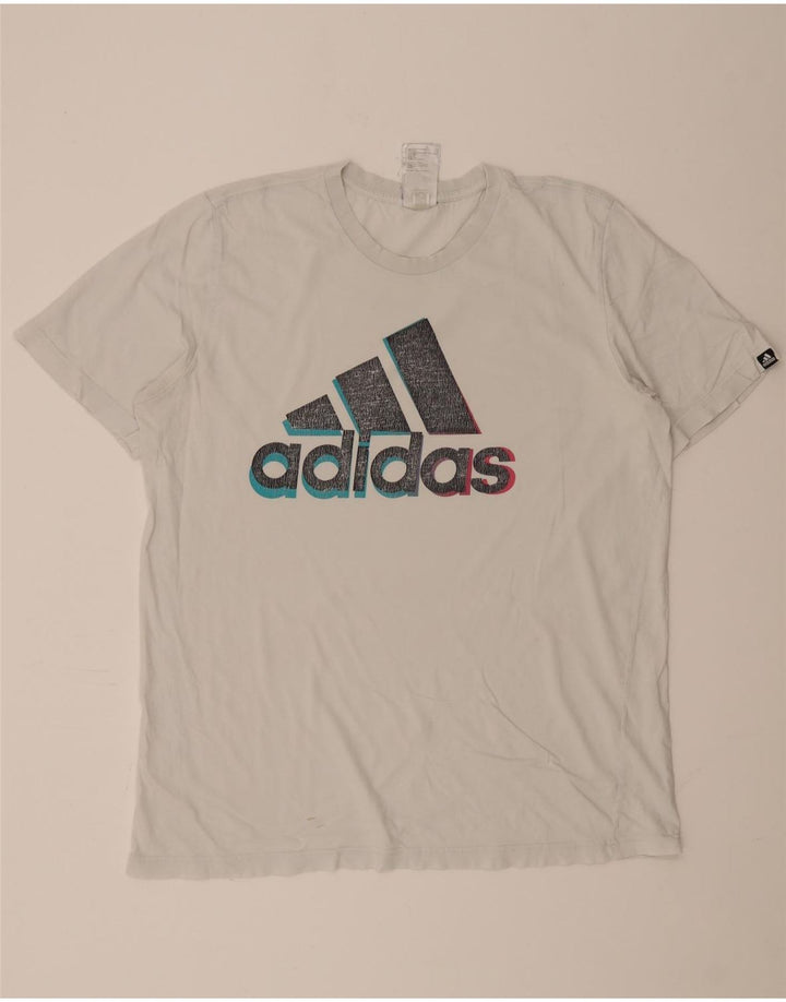 ADIDAS Grafisk T-shirt top til mænd Stor hvid bomuld