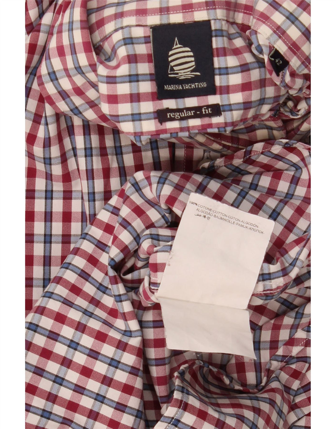 Marina Yachting Herre Regular Fit skjorte str. 42 Large Red Gingham Cotton
