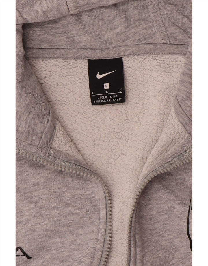 Nike Herre grafisk hættetrøje med lynlås, stor grå flækket