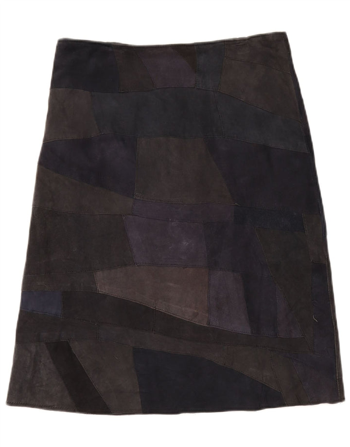 VINTAGE ruskindsnederdel til kvinder UK 10 Small W28 Flerfarvet patchwork-læder