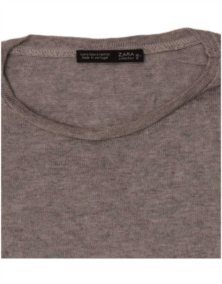 Zara Dame Oversized Top Langærmet UK 10 Lille Grå