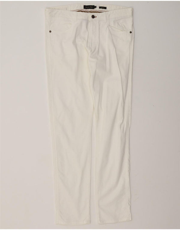 Massimo Dutti Mens Slim Fit Casual Trousers EU 42 Large W32 L34 White