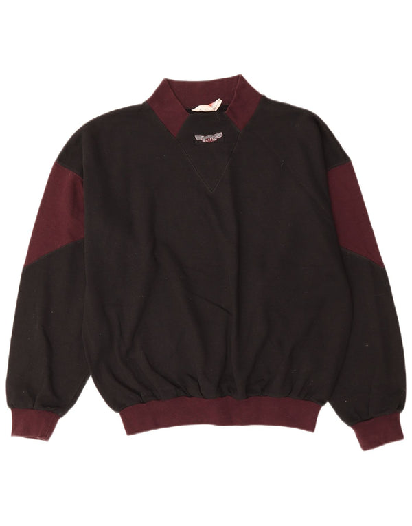 Vintage sweatshirt til mænd Medium Sort Colourblock Bomuld