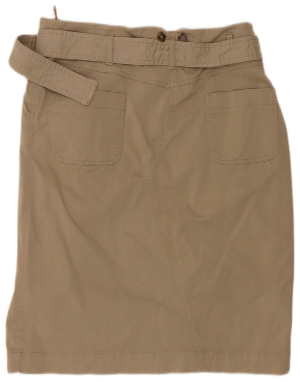 Max Mara Dame weekend lige nederdel UK 14 Large W34 Khaki Cotton