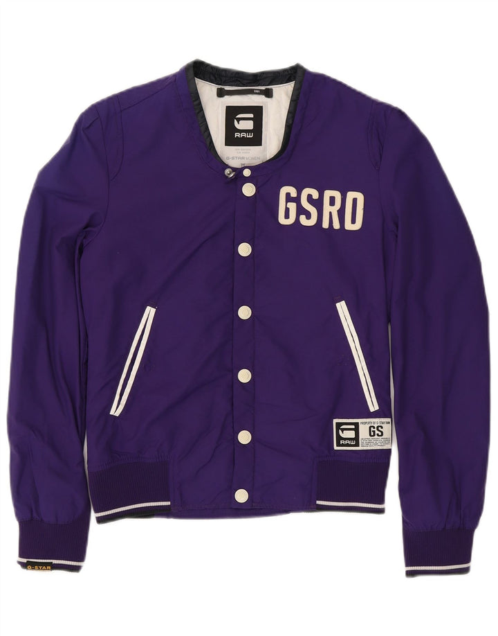 G-STAR Grafisk Varsity-jakke til kvinder UK 10 Lille lilla polyamid