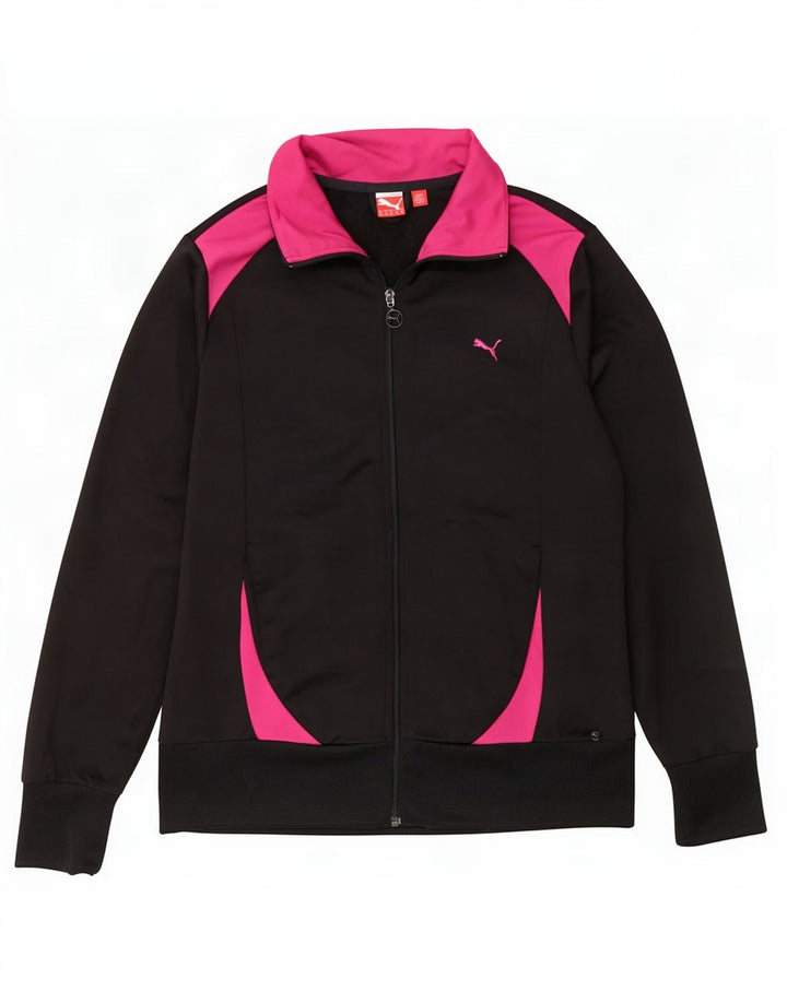 Puma træningsdragt topjakke til kvinder UK 16 Large Black Colourblock Polyester