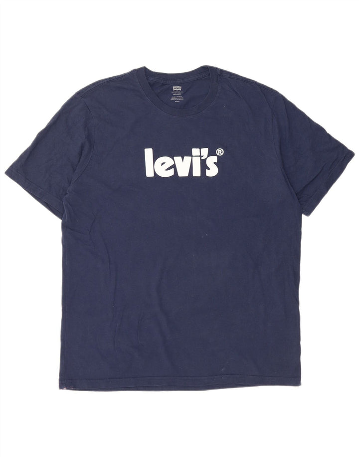 Levi's Herre afslappet grafisk T-shirt top mellem marineblå bomuld
