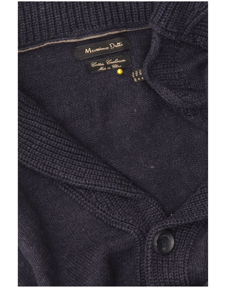 Massimo Dutti Herre Cardigan Sweater Medium Marineblå Bomuld