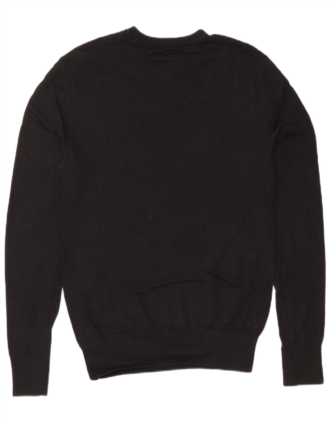ALL SAINTS Herre sweater med rund hals, lille sort merinould