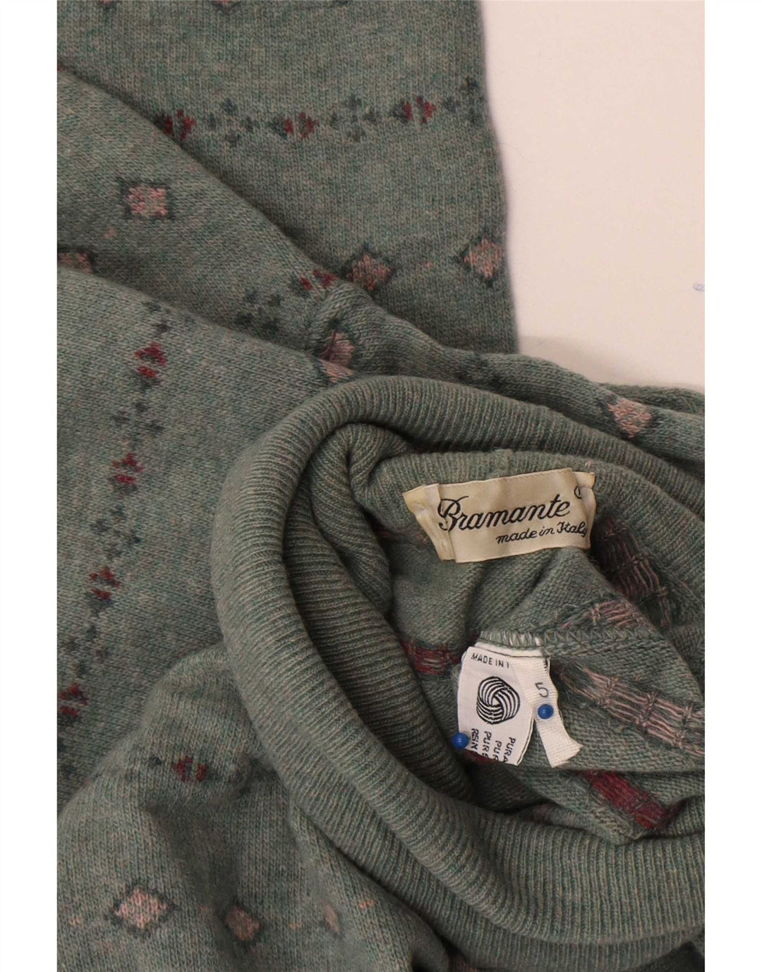 Bramante Herre Roll Neck Jumper Sweater Stor Grå Geometrisk Virgin Wool