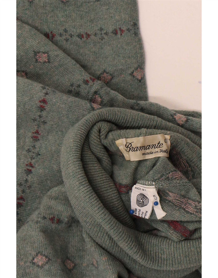 Bramante Herre Roll Neck Jumper Sweater Stor Grå Geometrisk Virgin Wool