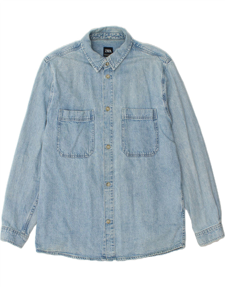 ZARA Mens Relaxed Fit Denim Shirt Large Blue Cotton Vintage Zara and Second-Hand Zara from Messina Hembry 