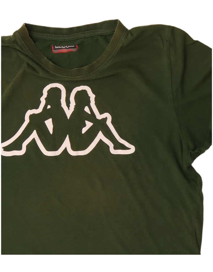 Kappa Herre Grafisk T-Shirt Top Medium Grøn Bomuld