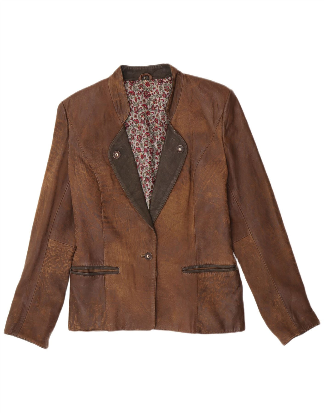 Vintage dame 1-knaps blazerjakke EU 38 Medium Brown Colourblock