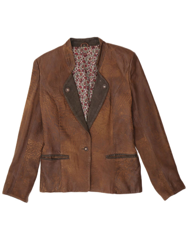 Vintage dame 1-knaps blazerjakke EU 38 Medium Brown Colourblock