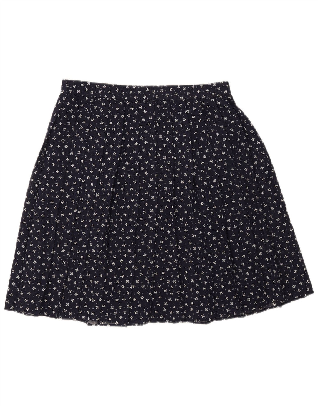 GVB Dame A-Line nederdel UK 10 Small W34 Navy Blue Floral Polyester