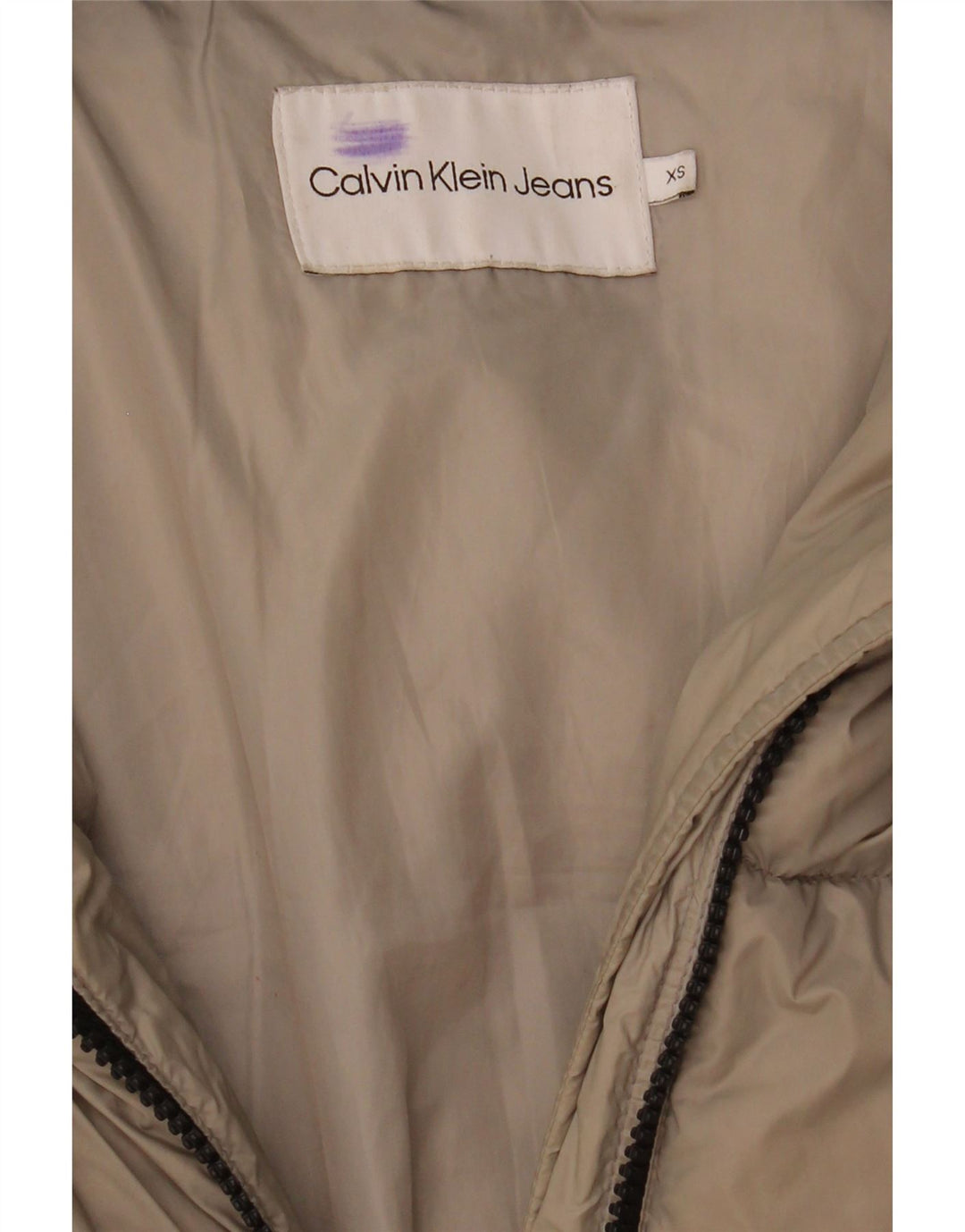 Calvin Klein Jeans Polstret jakke til mænd UK 34 XS Beige Polyamid
