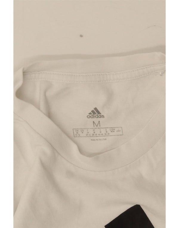 Adidas Dame Grafisk T-Shirt Top UK 12/14 Medium White