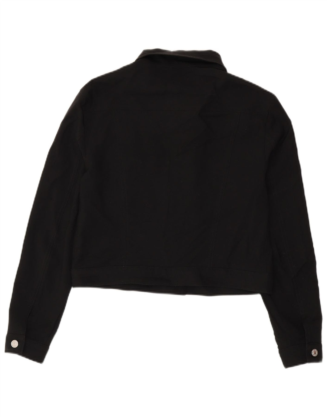 Benetton Womens Crop Bomber Jacket UK 14 Large Black Polyester
