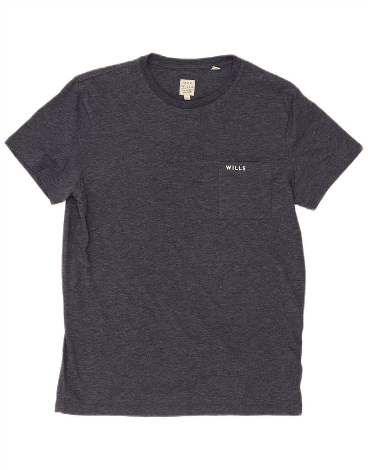 Jack Wills Herre T-shirt Top Medium Marineblå Flecked Bomuld