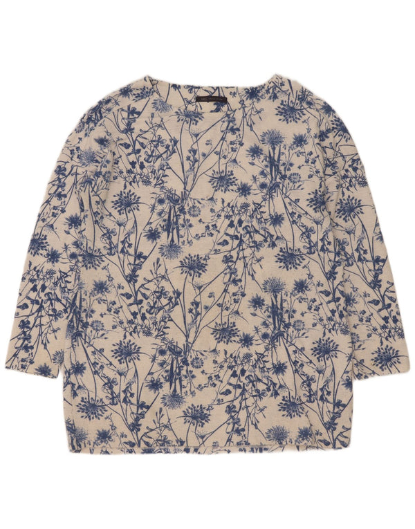 Marks & Spencer Dame Langærmet Tunika Top UK 16 Large Off White Floral