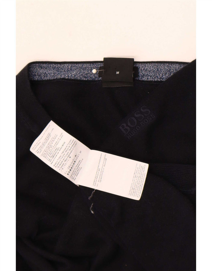 Hugo Boss Herre Regular Fit Crew Neck Jumper Sweater Medium Sort Bomuld