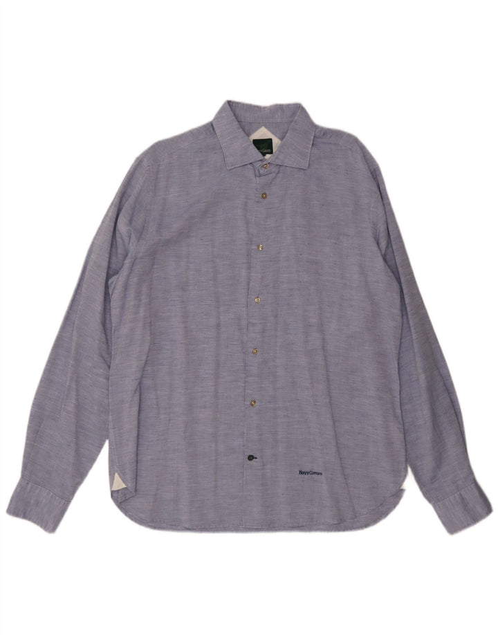 Henry Cottons Herreskjorte str. 43 Large Blue Cotton