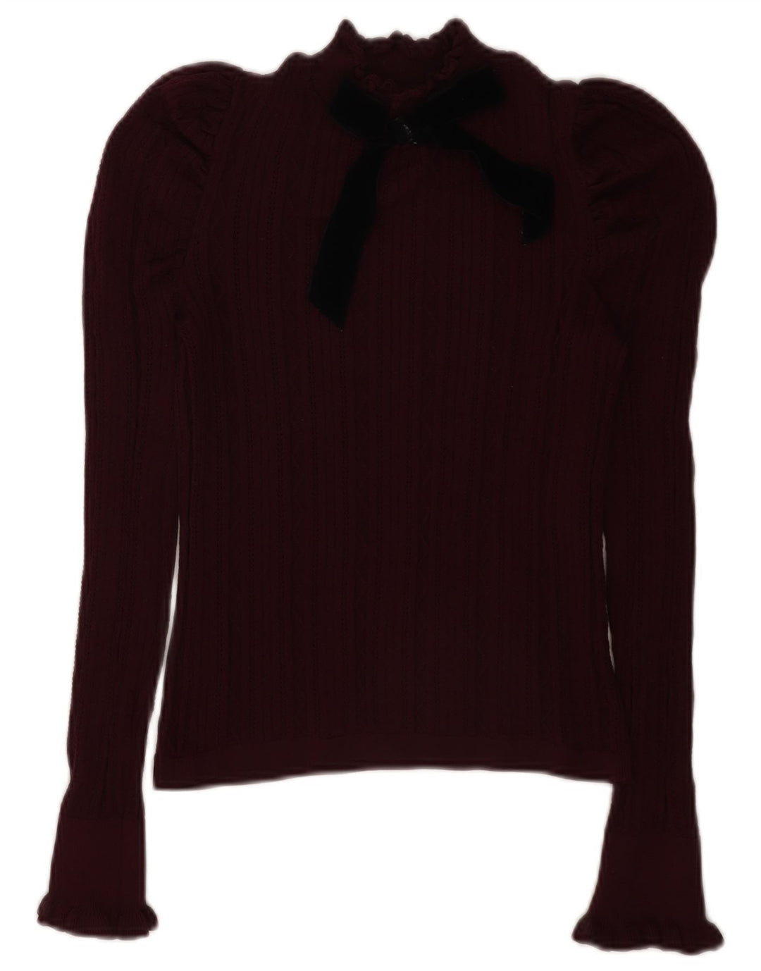 Zara Dame Langærmet Bluse Top UK 12 Medium Burgundy