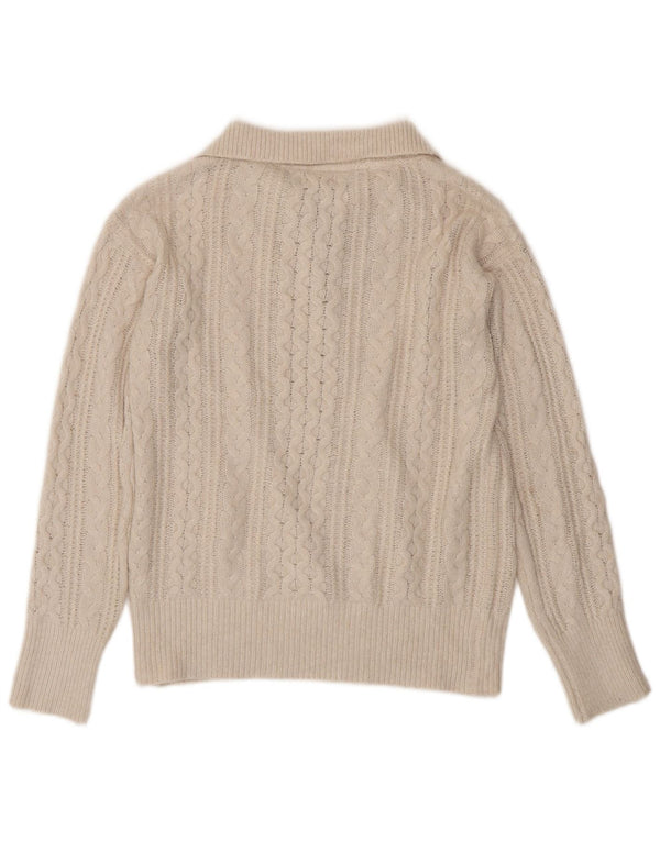 FAT FACE Dame sweater med lynlås-hals UK 14 Medium Off White Nylon