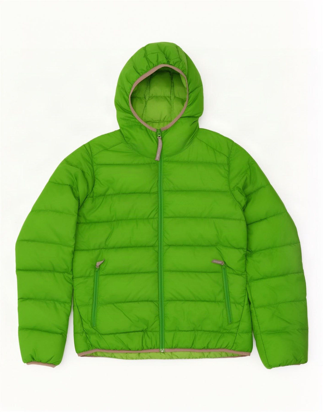 Jack Wolfskin Dame Hætte Polstret Jakke UK 16 Stor Grøn Polyester