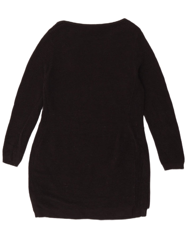 MINT FLØJEL Dame Langærmet Jumper Kjole UK 12 Medium Sort Viscose