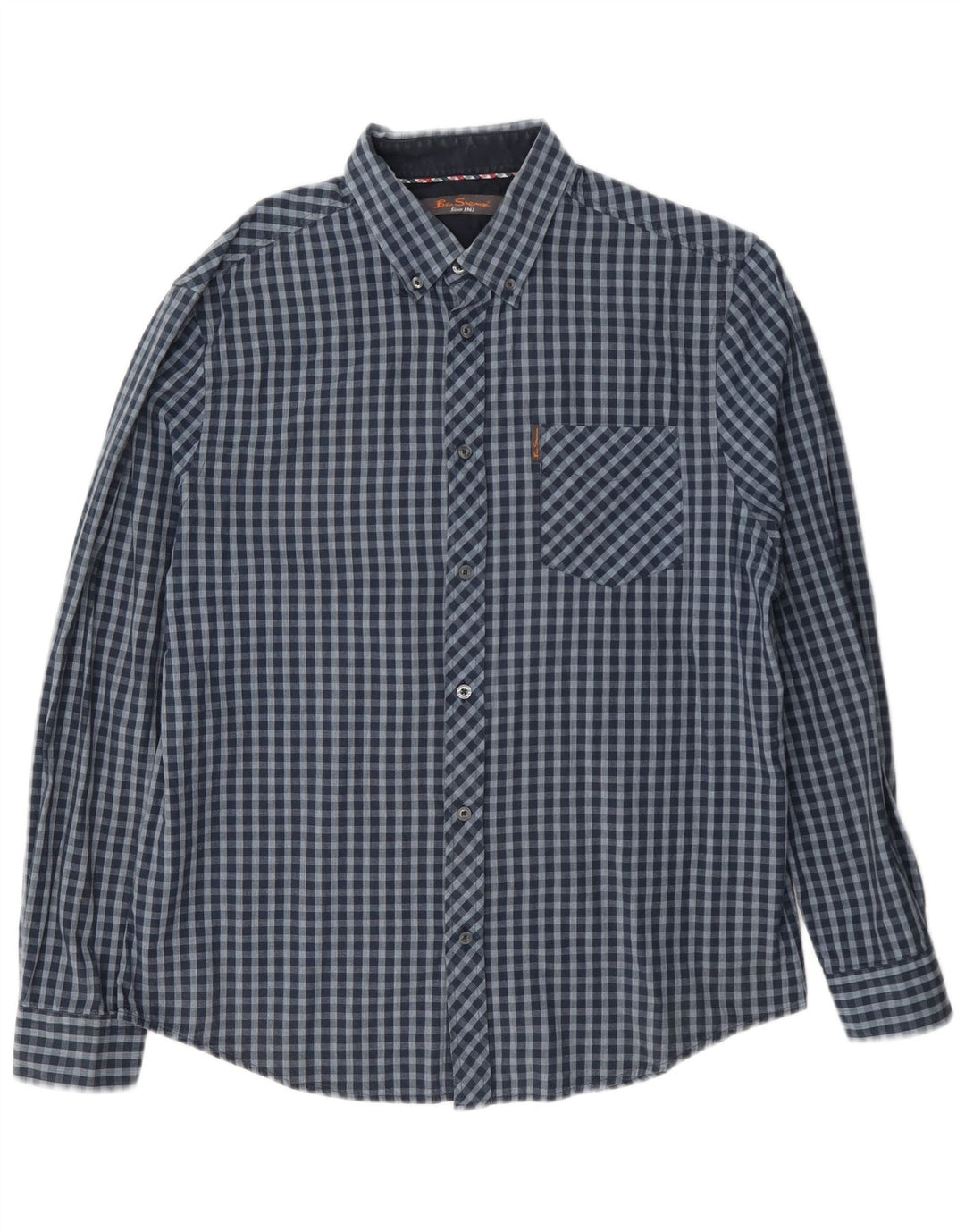Ben Sherman herreskjorte stor marineblå Gingham bomuld