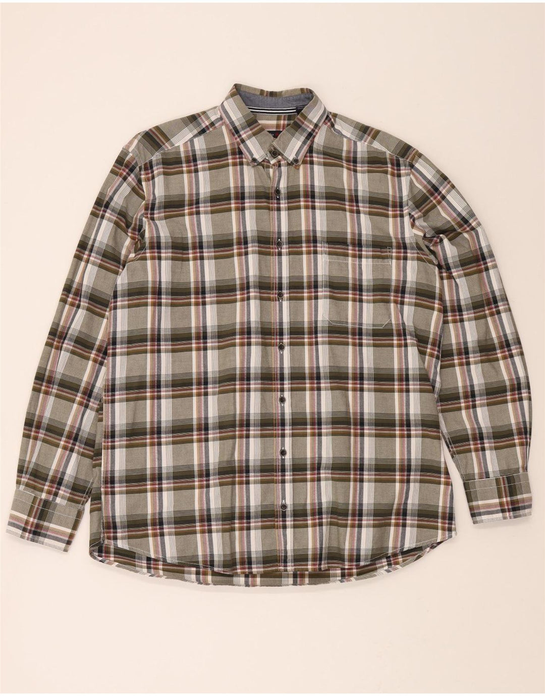 ROVER&LAKES Mens Shirt Size 16 1/2 Large Green Check Cotton Vintage Rover&Lakes and Second-Hand Rover&Lakes from Messina Hembry 