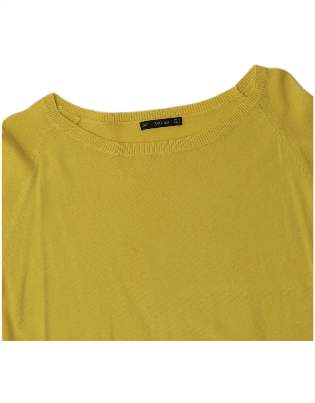 ZARA Womens Oversized Boat Neck Jumper Sweater UK 10 Small Yellow