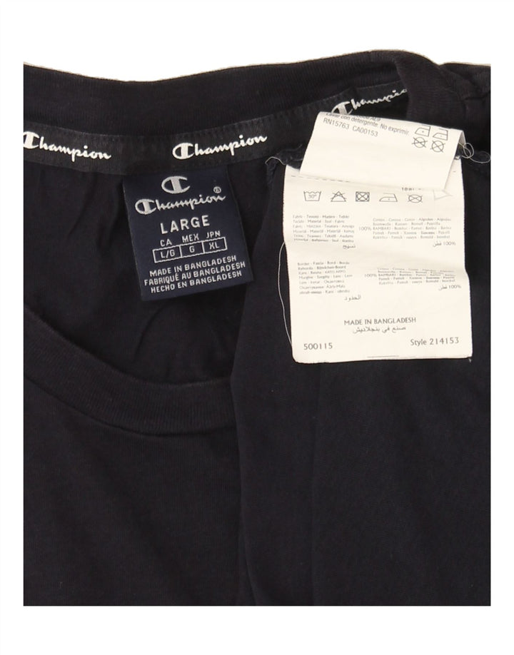 CHAMPION Mens Graphic T-Shirt Top Large Black Cotton Vintage Champion and Second-Hand Champion from Messina Hembry 