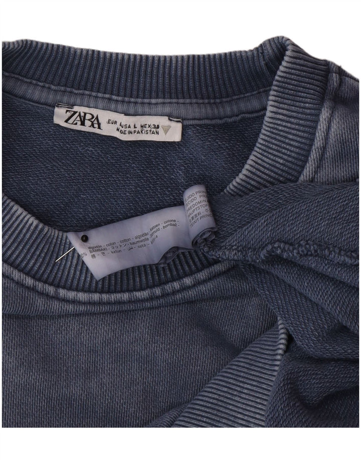 Zara Dame Oversized Sweatshirt Jumper UK 16 Stor Marineblå Bomuld