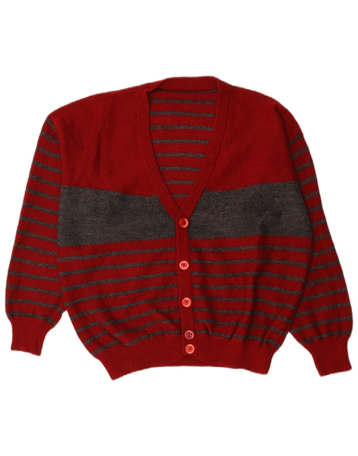 Vintage cardigan sweater til mænd, stor rød farveblok