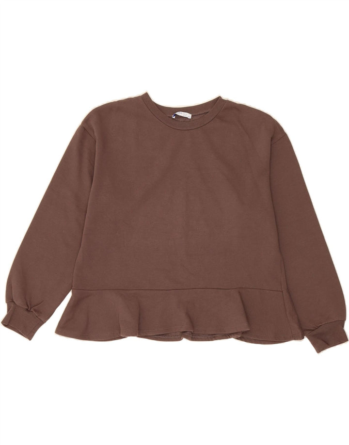 ZARA Womens Sweatshirt Jumper UK 16 Large Brown Polyester Vintage Zara and Second-Hand Zara from Messina Hembry 
